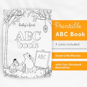 Winnie-The-Pooh ABC Coloring Book: Printable Baby Shower Activity (Instant Download)