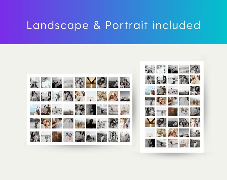 40 Photo Collage Template | Minimalist Grid Poster | Photo Gifts ...