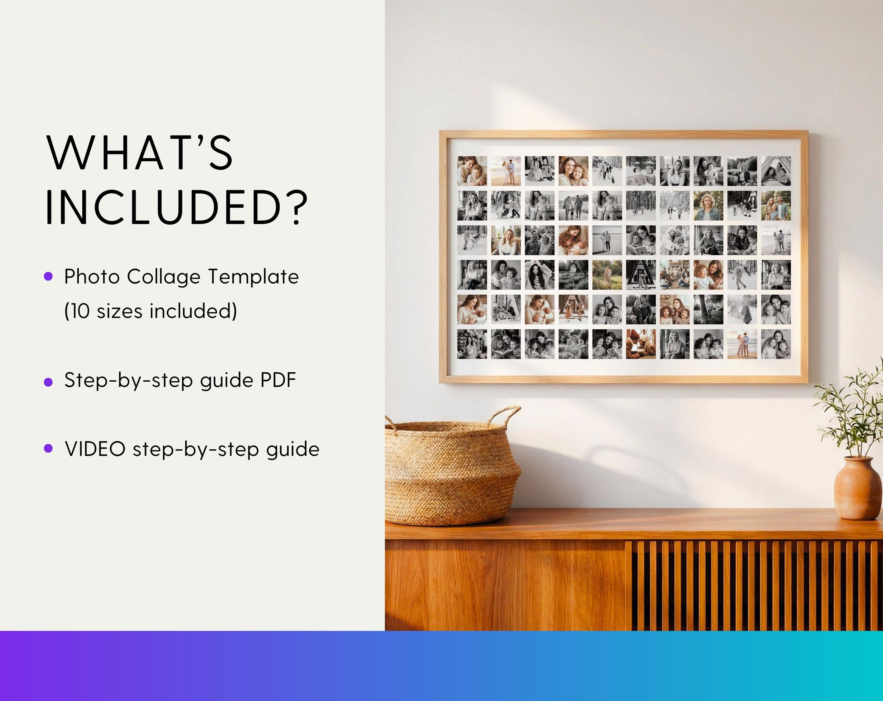 100 Photo Collage Template | Minimalist Grid Photo Poster | Editable ...