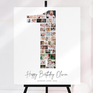 First Birthday Number Photo Collage, Editable 1st Birthday Photo Collage, 1st Anniversary Photo Collage, 1st Birthday Gift