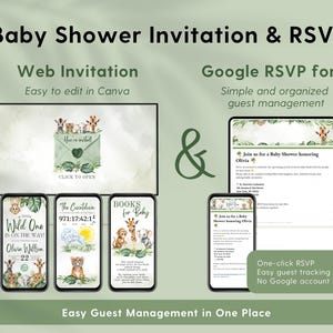 Wild One Safari Digital Invitation Website with RSVP and animated Canva design