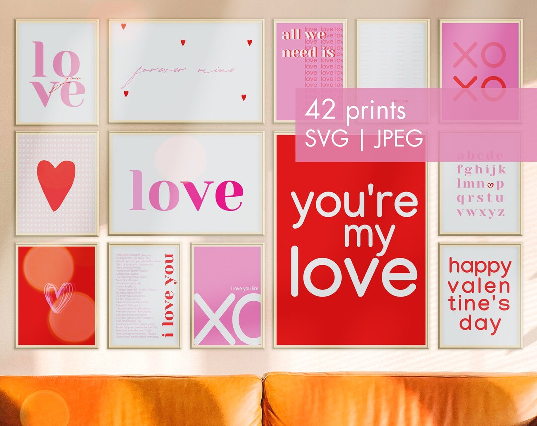 Modern Valentines Day Printable Wall Art, Valentines Day Wall Art