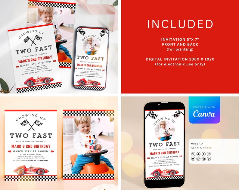 Editable Two Fast Birthday Bundle