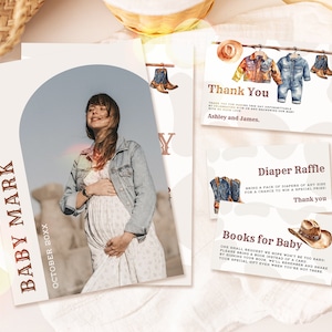 Cowboy Baby Shower Invitation, Cowboy Baby Shower Invite, Western Baby Shower Invitation Bundle, Rodeo Baby Shower, Canva Template, UK28X