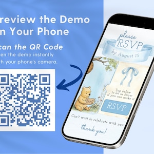 Winnie the Pooh Baby Boy Website Invitation with RSVP, Classic Pooh Baby Shower Mobile Evite, Canva Digital Invitation
