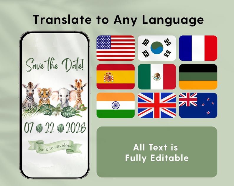 Animated Canva Website Template for a modern Wild One Safari Baby Shower