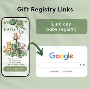 Canva Safari Baby Shower Invitation Website with RSVP and Google Sheets guest tracking