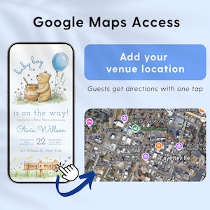 Baby Boy Winnie the Pooh Website Invitation, Classic Pooh Baby Shower RSVP Evite, Mobile Digital Invite, Canva