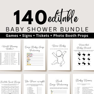 Minimalist Baby Shower Games Bundle, Editable Modern Baby Shower Games, Baby Shower Games, Gender Neutral Baby Shower Games Bundle, UK3BX