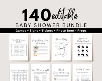 Minimalist Baby Shower Games Bundle, Editable Modern Baby Shower Games, Baby Shower Games, Gender Neutral Baby Shower Games Bundle, UK3BX