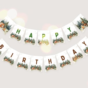Bearbeitbar Ein Happy Camper Geburtstagsbanner zum 1. Geburtstag, Happy Camper Erstes Geburtstagsbanner Wild und ein Benutzerdefiniertes Geburtstagsbanner zum ersten Geburtstag, UK12B