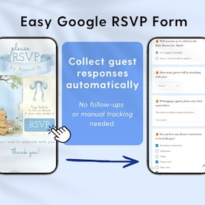Editable Winnie the Pooh Baby Shower Website Invitation with RSVP, Baby Boy Mobile Evite, Classic Pooh Canva Invite