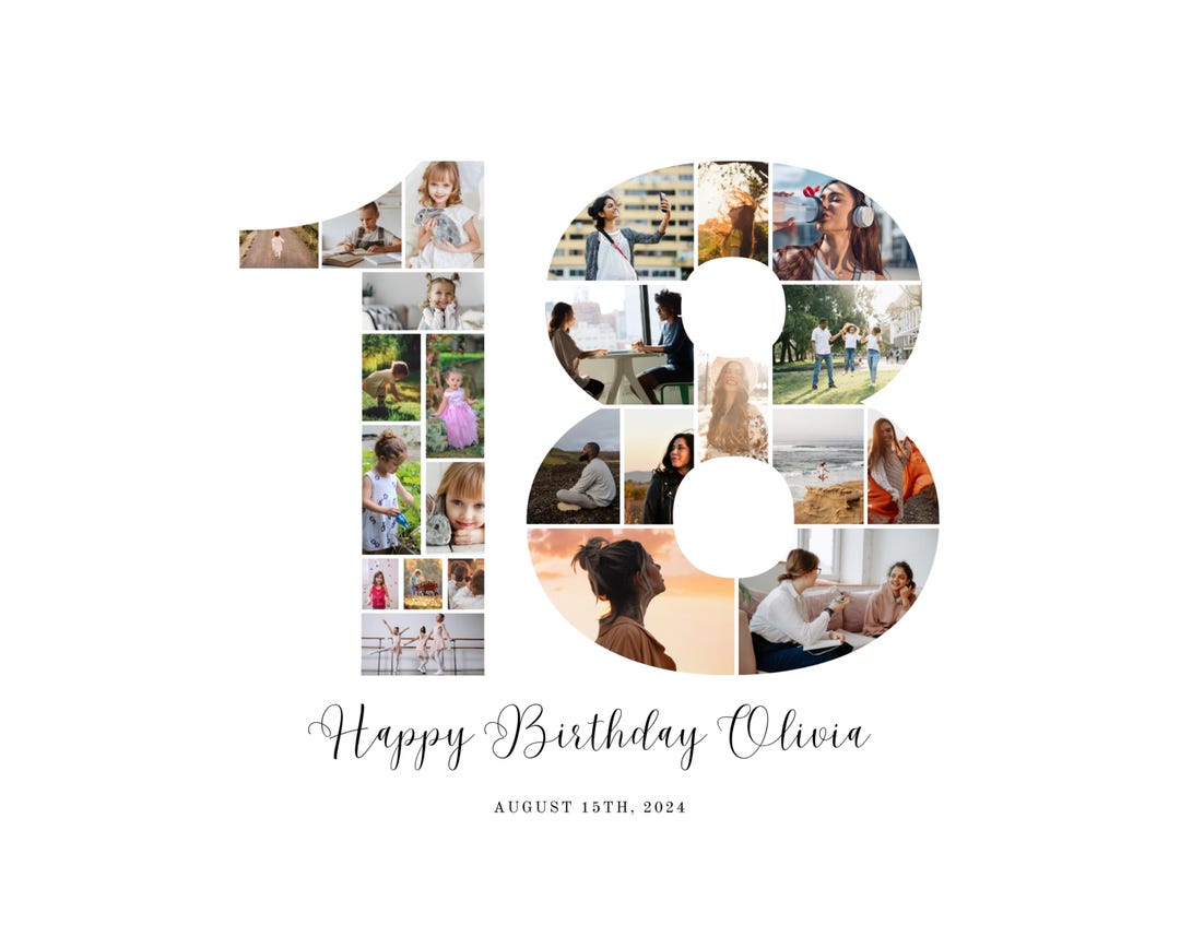 18th Birthday Photo Collage Template: 24 Photo Poster (digital Download