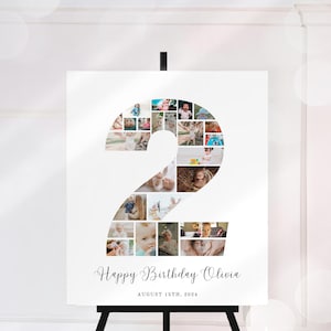 Second Year Photo Collage, 2nd Birthday Photo Poster, Baby Photo Collage Canva Frame, 2st Birthday Photo Collage, Editable Photo Collage