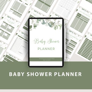 Editable Eucalyptus Baby Shower Planner, Greenery Eucalyptus Baby Shower Checklist Printable, Gender Neutral Baby Shower, UK5BX