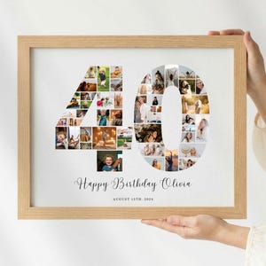 Uniek 40-jarig jubileumcadeau, 80 fotocollagesjabloon, bewerkbare jubileumposter downloaden