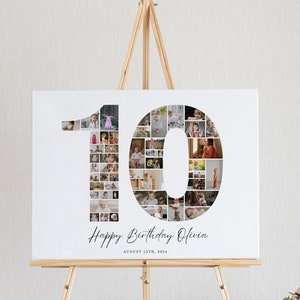 Tenth Birthday Photo Poster, 10th Birthday Collage, 10 Birthday Canva Collage, 10 Years Birthday Photo Collage, 10th Birthday Collage