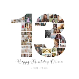 13th Birthday Photo Collage with 48 Photos, 13th Birthday Photo Collage, 13th Birthday Gift,  This Girl is 13 Official Teenager, 13th UK25C