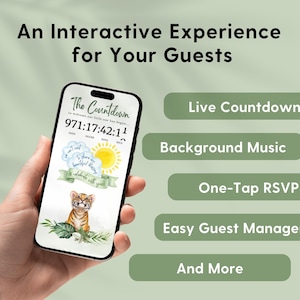 Safari Baby Shower Invitation Website with online RSVP and adorable animated elements