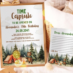 One Happy Camper First Birthday Time Capsule, Editable Happy Camper 1st Birthday Time Capsule, One Happy Camper First Birthday Decor, UK12B