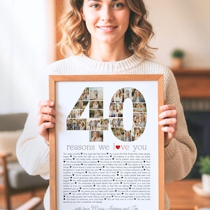 40 Reasons We Love You, Personalized Birthday Gift for Him, 40th Anniversary Gifts for Husband, Editable 40th Birthday Sign