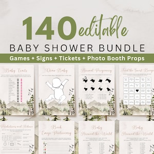 Editable Let the Adventure Begin Mountain Baby Shower Games Bundle, Woodland Baby Shower Games Bundle, Baby Shower Games Printable, UK32X