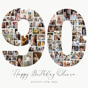90e verjaardag fotocollage bewerkbare fotocollage, 90e verjaardagscadeau, 90e verjaardagsideeën, 90e verjaardag bord, 90e fotocollage, UK25C