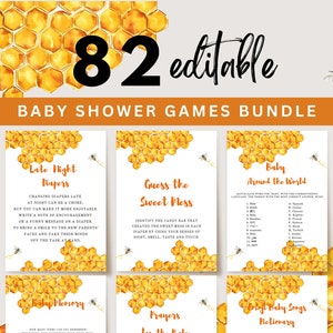 Sweet as can Bee Baby Shower Games, Honeycomb Baby Shower Games, Printable Honey Bee Baby Shower Games Bundle, Mommy to be Baby Games, UK40X