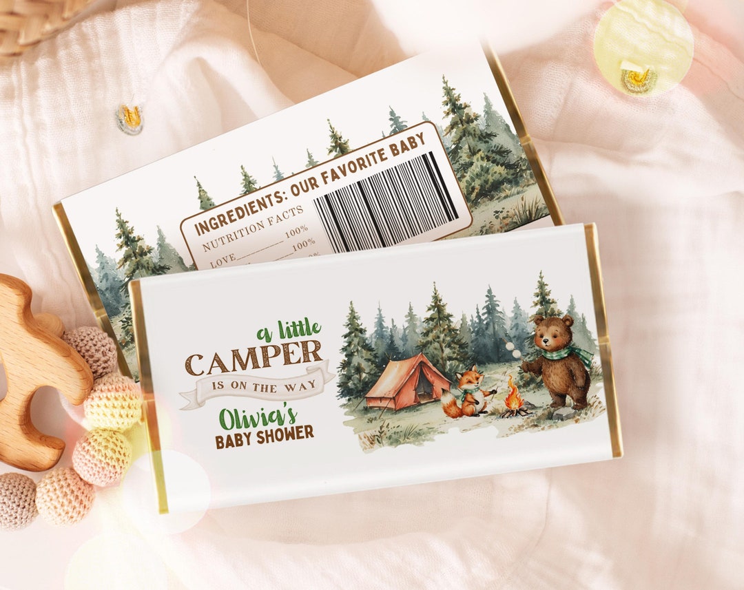 Editable One Happy Camper Baby Shower Chocolate Wrapper, One Happy ...