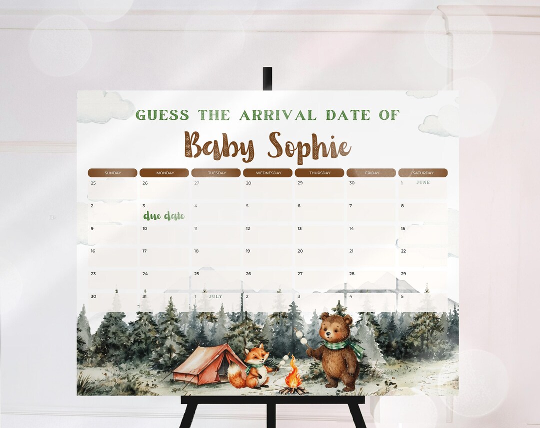 One Happy Camper Guess Baby's Due Date Baby Shower, One Happy Camper