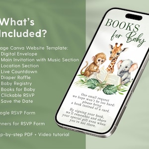 Wild One Safari Digital Invitation Website with editable Canva template