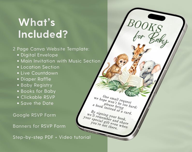 Wild One Safari Digital Invitation Website with editable Canva template