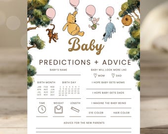 Winnie the Pooh Baby Predictions Game, Shower Activity (Canva Template)