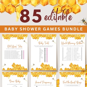 Editable Bee Baby Shower Game Bundle, Bee Baby Shower Game Pack, Baby Sweet As Can Bee Printable, Honey bee baby shower UK39X