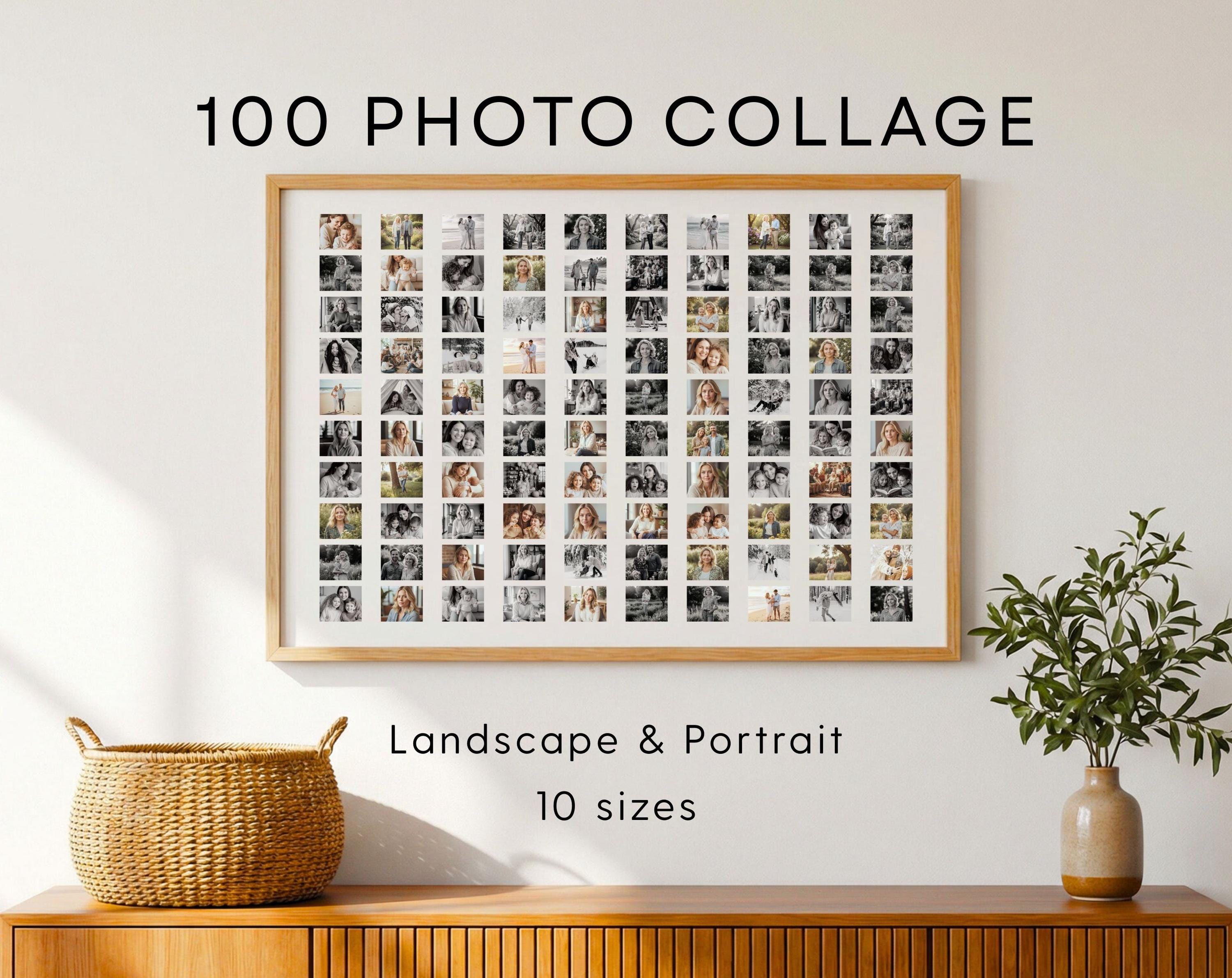 100 Photo Collage Template | Minimalist Grid Photo Poster | Editable ...