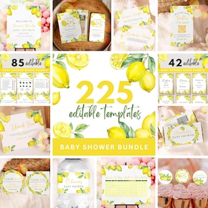 Editable Lemon Baby Shower Games Bundle, Lemon Gender Neutral Baby Shower, Summer Baby Shower, Lemon Baby Shower Decor, Canva Template,UK21X