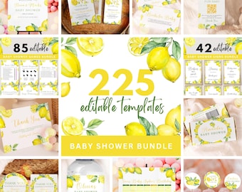 Lemon Baby Shower Games Bundle: Editable Canva Templates, UK21X