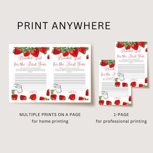 Strawberry Baby Shower Games Bundle: Printable Signs, Tickets, Photo