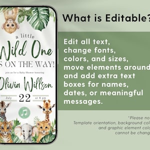 Safari Baby Shower Invitation Website featuring animated safari animals and RSVP
