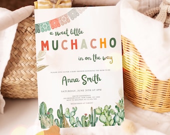 Editable Boho Fiesta Baby Shower Invitation, Mexican Baby Shower Invitation, A Little  Muchacho  is on the Way Baby Shower Invitation, UK24X