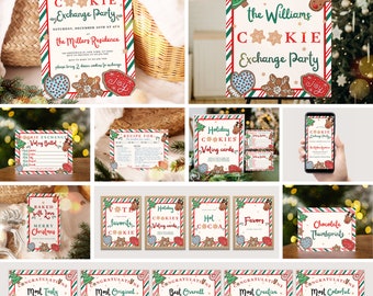 Editable Christmas Cookie Exchange Party Bundle, Printable Christmas Cookie Party Set, Christmas Cookie Exchange Invitation, Cookie Exchange