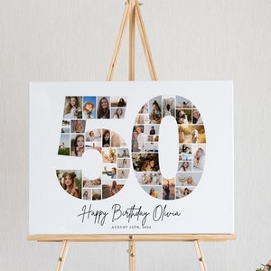 EDITABLE 50th Birthday Photo Collage, 50th Birthday Photo Poster Template, 50th Birthday Gifts, 50th Birthday Party Decorations, UK25C