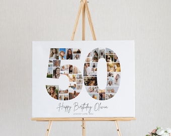 EDITABLE 50th Birthday Photo Collage, 50th Birthday Photo Poster Template, 50th Birthday Gifts, 50th Birthday Party Decorations, UK25C