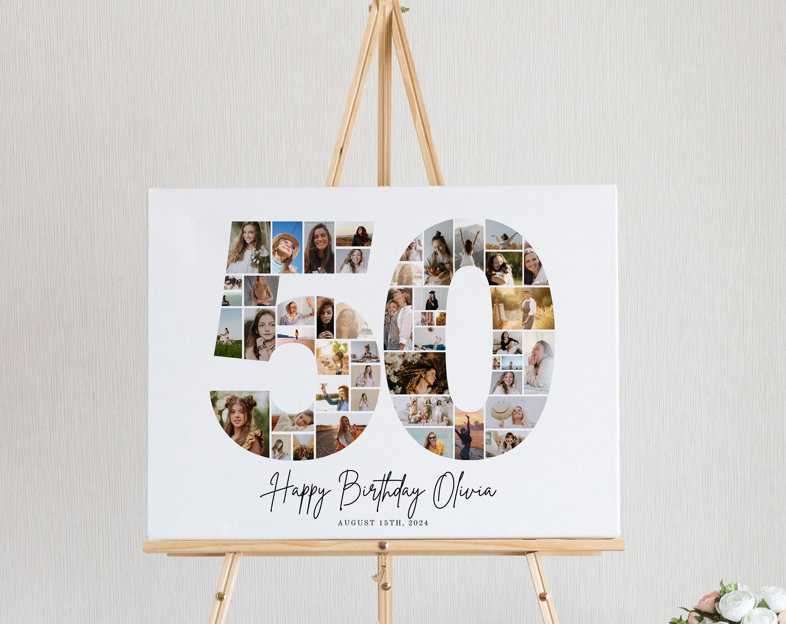 EDITABLE 50th Birthday Photo Collage, 50th Birthday Photo Poster Template, 50th Birthday Gifts, 50th Birthday Party Decorations, UK25C