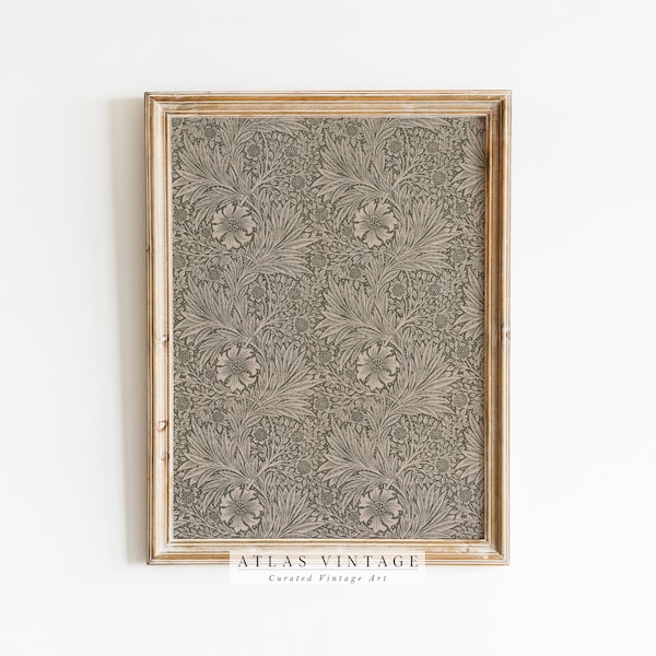 Antique Textile Print | Vintage Tapestry Printable Wall Art | Digital Download | Neutral Farmhouse Wall Décor | William Morris Print