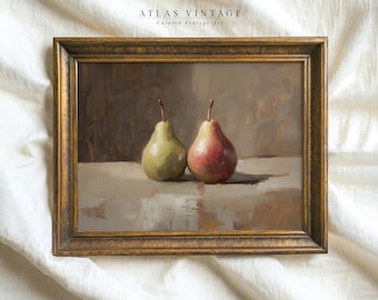 Vintage Pear Still Life Print, Rustic Kitchen Art (Digital Download)
