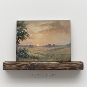 Vintage Set of 2 Sage Green Prints, Moody Gallery Wall Set, Antique Butterfly Painting Decor, Muted Sunset Landscape Printable Digital Print