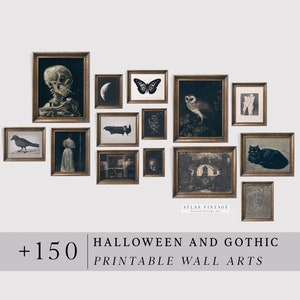 Gothic Mega Bundle Set of 150 Prints | Vintage Halloween Prints | Dark Academia Decor | Moody Cottagecore Printable Gallery Wall Art Set