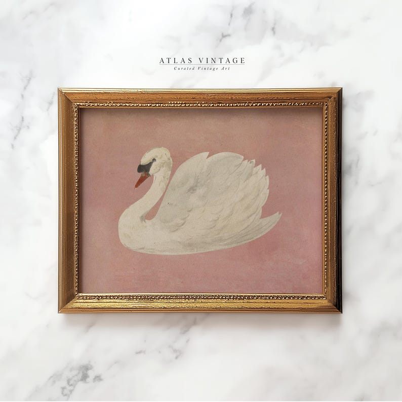 Cottagecore wall art featuring a graceful bird in soft pastels.
