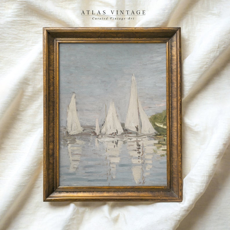 Vintage sailboat artwork for nautical-themed rooms